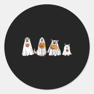 Cute Dog Dressed as Ghost Halloween Fun Boo Classic Round Sticker