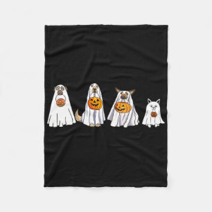 Cute Dog Dressed As Ghost Halloween Fun Boo Fleece Blanket