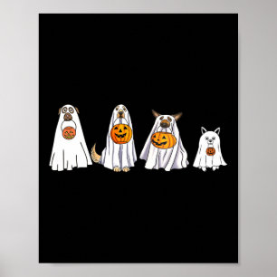 Cute Dog Dressed as Ghost Halloween Fun Boo Poster