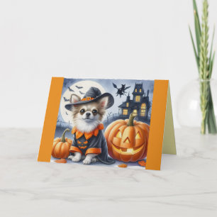 Cute Dog Dressed For Halloween Card