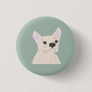 Cute Dog, Dusty Blue 1 Inch Round Button