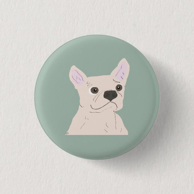 Cute Dog, Dusty Blue 1 Inch Round Button (Front)