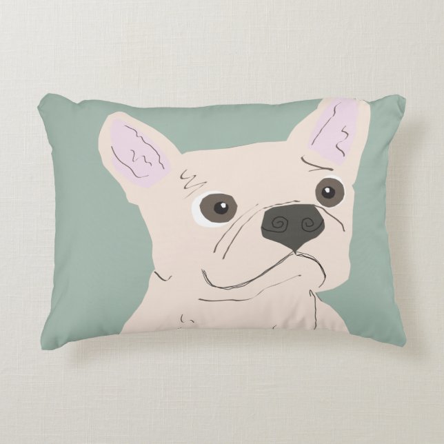 Cute Dog, Dusty Blue Accent Pillow (Front)