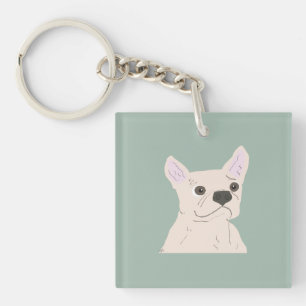 Cute Dog, Dusty Blue Keychain