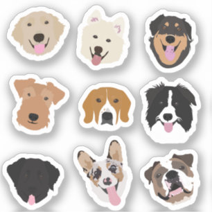 Cute Dog Face Illustration Pattern