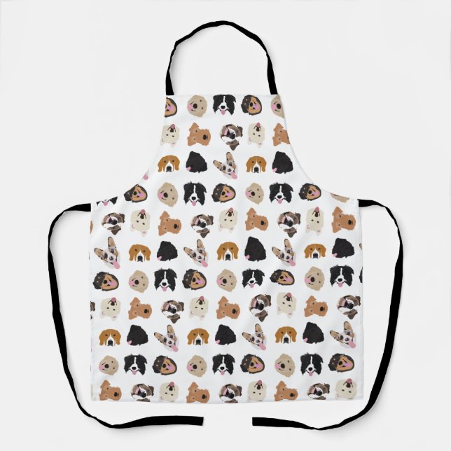 Cute Dog Face Illustration Pattern Apron (Front)