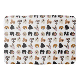 Cute Dog Face Illustration Pattern Bath Mat