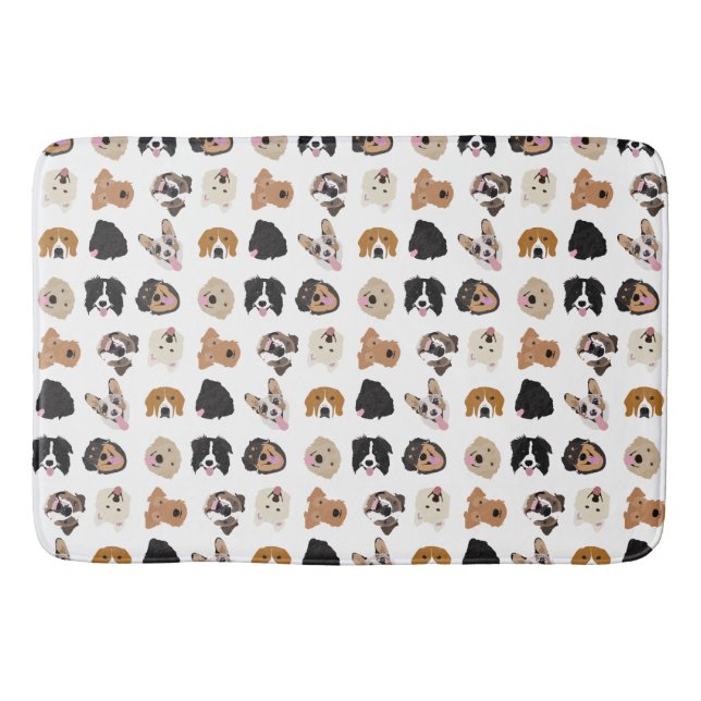 Cute Dog Face Illustration Pattern Bath Mat (Front)