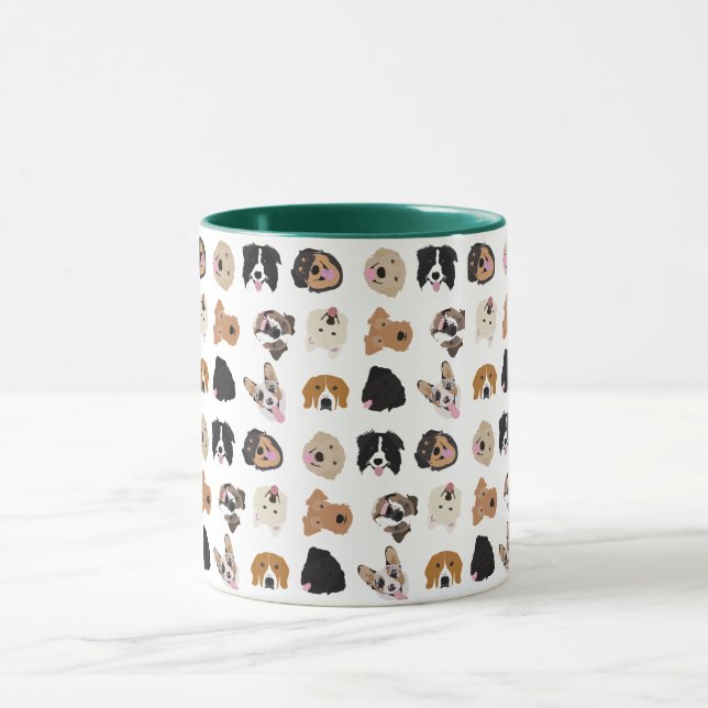 Cute Dog Face Illustration Pattern Mug (Center)