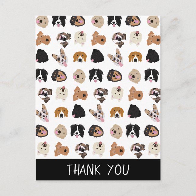 Cute Dog Face Illustration Pattern Postcard (Front)