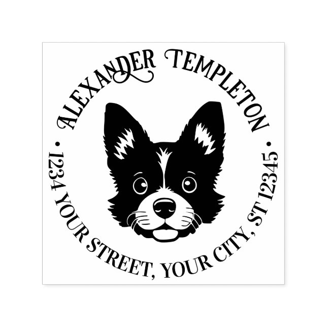 Cute Dog Face Name Return Address  Self-inking Stamp (Design)