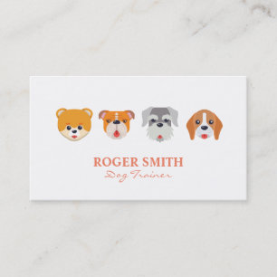 Cute Dog Faces Animal Professions Business Card