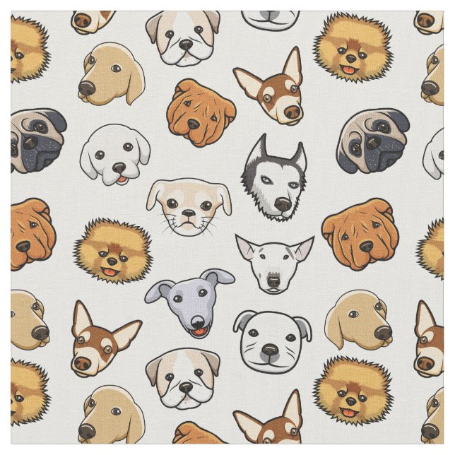 Cute Dog Faces Fabric (Close Up)