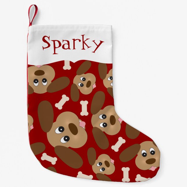 Cute Dog Faces Personalized Small Christmas Stocking (Front)
