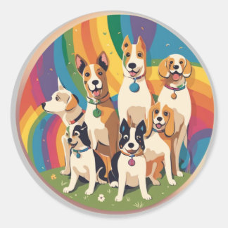 Cute Dog Family Classic Round Sticker