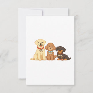 Cute Dog Family Vector Illustration Thank You Card