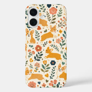 Cute Dog Folk Art Whimsical Hand  iPhone 16 Case