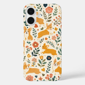 Cute Dog Folk Art Whimsical Hand  iPhone 16 Case