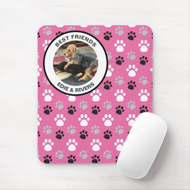 Cute Dog Foot Prints Mousepad (With Mouse)