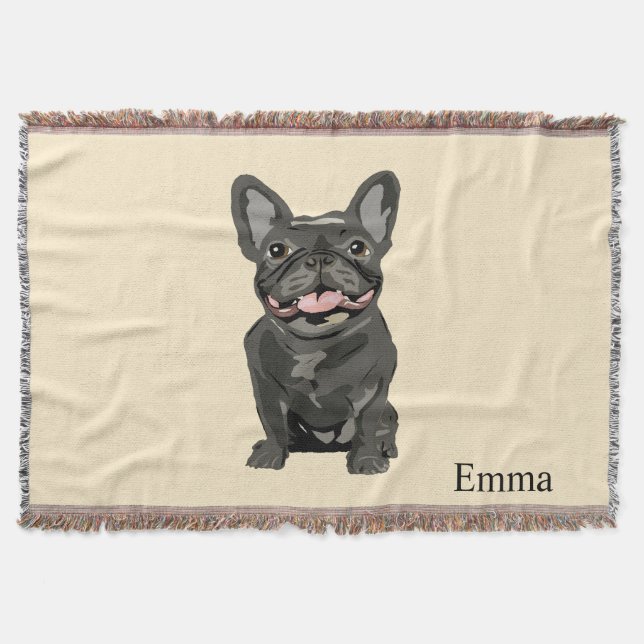 Cute dog, French bulldog Throw Blanket (Front)