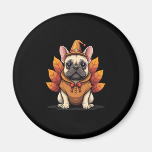 Cute Dog Frenchie Thanksgiving Kids Teen Girl Boy Magnet