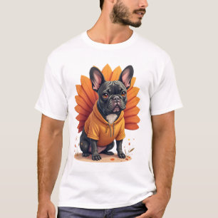 Cute Dog Frenchie Thanksgiving Kids Teen Girl Boy  T-Shirt