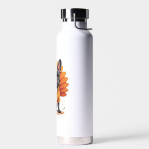 Cute Dog Frenchie Thanksgiving Kids Teen Girl Boy  Water Bottle