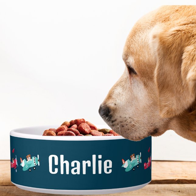 Cute Dog Fun Airplanes Funny Animal Fur Baby Bowl (Creator Uploaded)