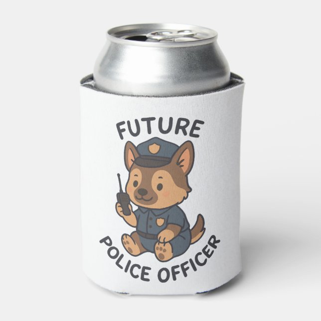 Cute Dog Future Police Officer Theme Can Cooler (Can Front)