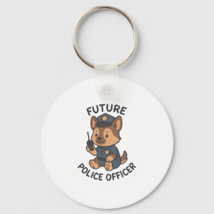 Cute Dog Future Police Officer Theme Keychain