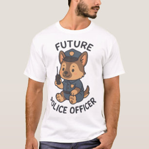 Cute Dog Future Police Officer Theme T-Shirt