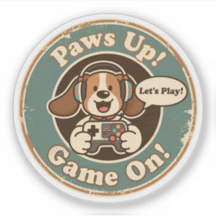 Cute Dog Gamer "Paws Up! Game On!" (Beagle Mix)