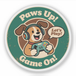 Cute Dog Gamer "Paws Up! Game On!" Design