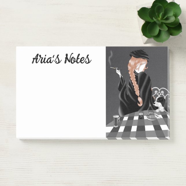 Cute Dog & Girl at Café in Paris  Post-It Notes (Office)