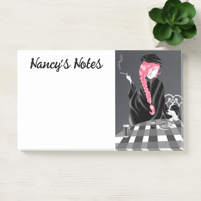 Cute Dog & Girl at Café in Paris  Post-It Notes (Office)