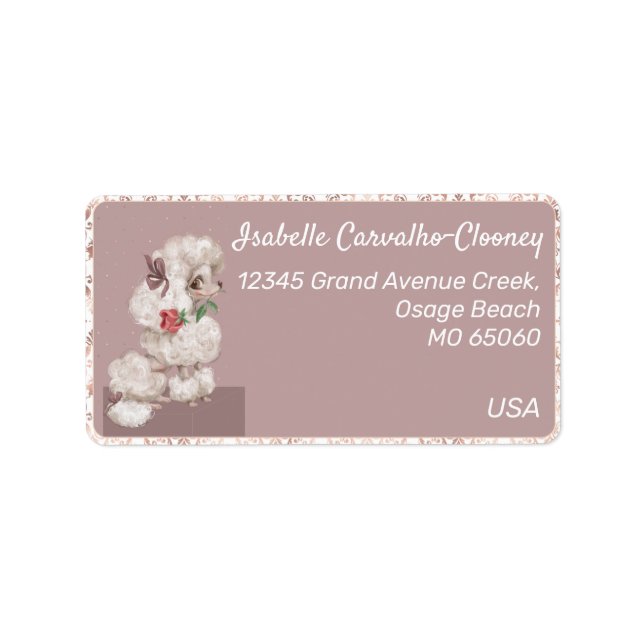 Cute dog girl heart and rose romantic custom label (Front)