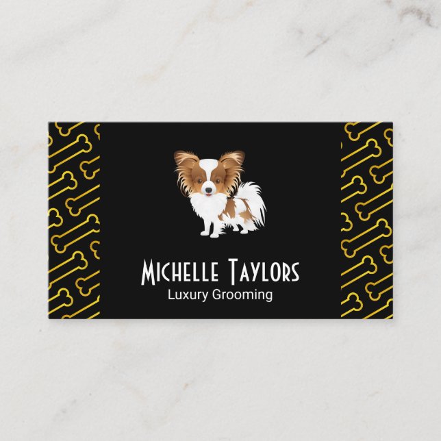 Cute Dog | Gold Bones Business Card (Front)