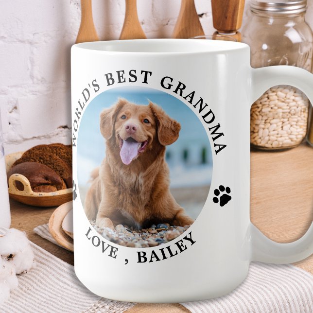 Cute Dog Grandma Personalized Pet Photo Dog Lover Coffee Mug (Creator Uploaded)