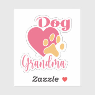 Cute Dog Grandma Pink Heart Paw Print Graphic