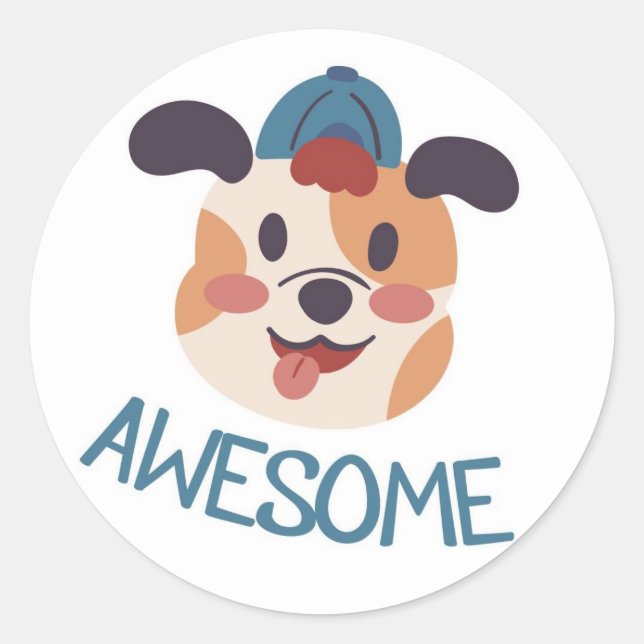 Cute Dog Great Job Sticker (Front)