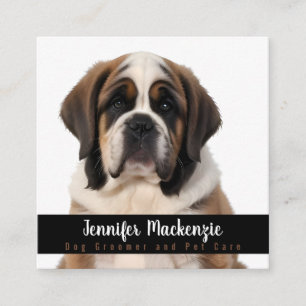 Cute Dog Groomer Grooming Service Pet Care  Square Business Card