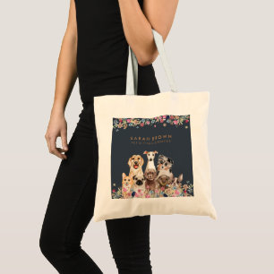 Cute Dog Groomer Small Navy Brown Tote Bag