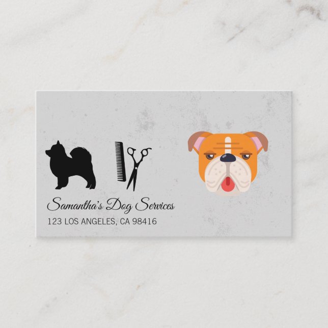 Cute Dog Groomer Stylist Shears Business Card (Front)