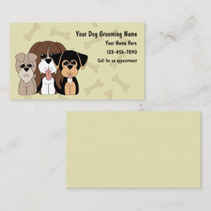 Cute Dog Grooming Business Cards