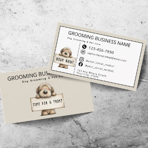 Cute Dog Grooming & Pet Care Fun Modern Business Card