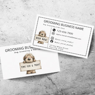 Cute Dog Grooming & Pet Care Fun Modern Business Card