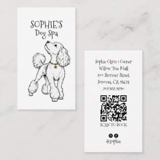 Cute Dog Grooming Spa QR Code Business Card