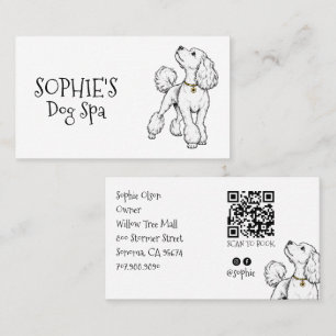 Cute Dog Grooming Spa QR Code Business Card