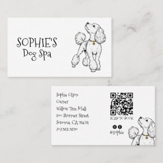 Cute Dog Grooming Spa QR Code Business Card
