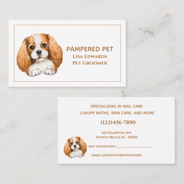 Cute Dog Grooming White Business  Appointment Card (Front/Back)